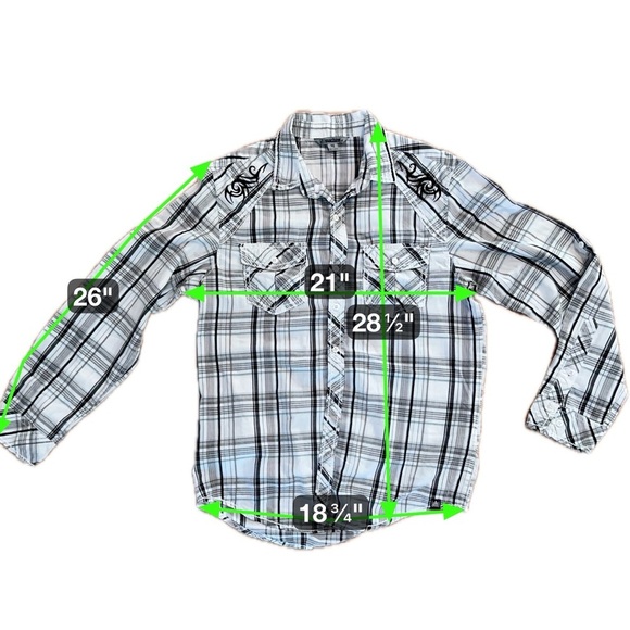 Machine Men’s Plaid Long Sleeve Shirt – Embroidered Western Style – Size M - Picture 15 of 15